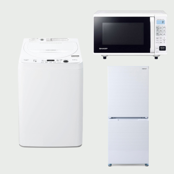 SHARP 基本の家電3点セット【洗濯機5.5kg & 冷蔵庫152L & オーブンレンジ16L】