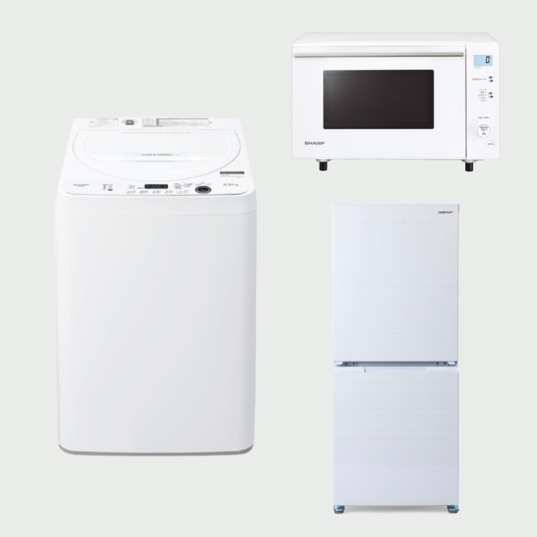 CLAS SET】SHARP 基本家電3点セット 洗濯機 (洗濯：5.5kg) & 冷蔵庫 ...