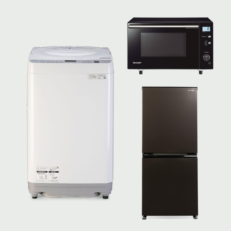 CLAS SET】SHARP 基本家電3点セット 洗濯機 (洗濯：5.5kg) & 冷蔵庫 